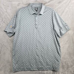 Footjoy FJ Athletic Fit Mens Golf Polo Shirt Gray Diamond Pattern XL